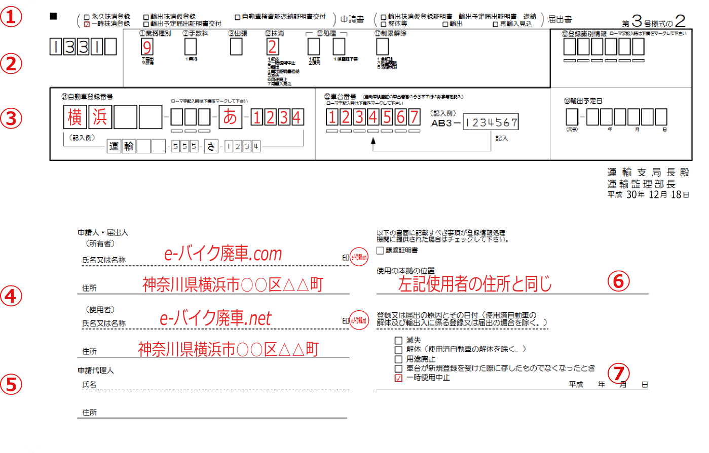 末梢登録申請書(OCR第3号様式の2